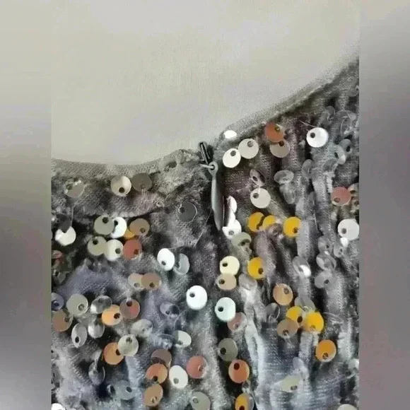 One Shoulder Sequin Sparkle High Slit Wrap Formal Evening Dress Silver S - Picture 9 of 12